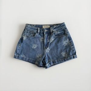 PacSun Mom Short Shorts 24 Daisy Floral Print Denim High Rise Surfer Girl Y2K